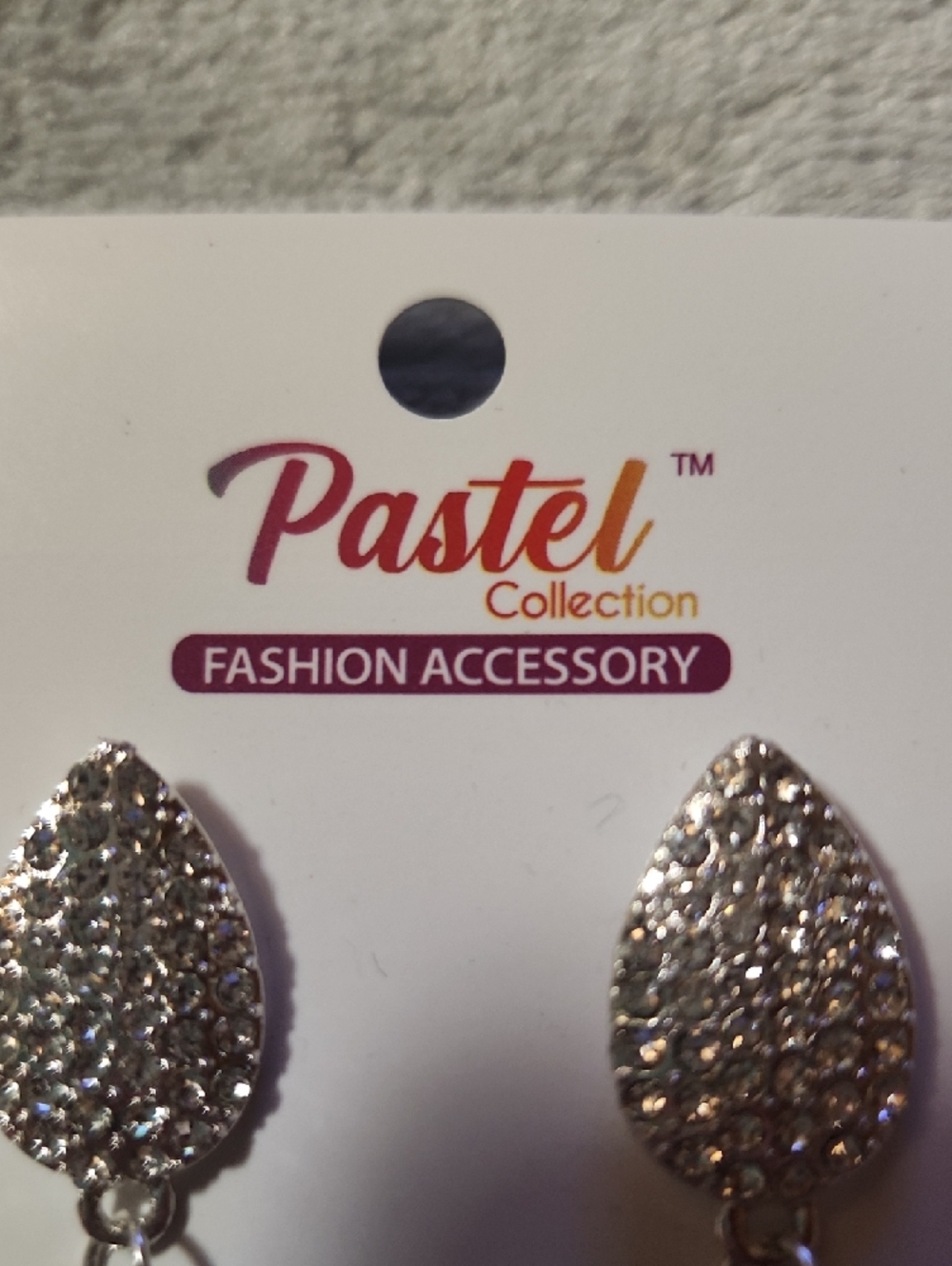 Pastels Silver Crystal Chain Drop Earrings - Picture 2 of 3